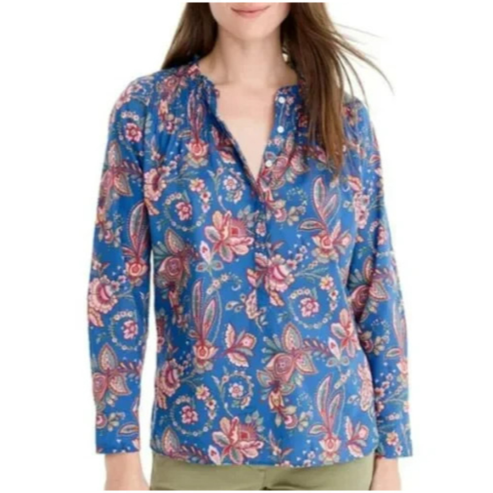 J. Crew Liberty Art Fabric Popover Top Size 4 Flora Belle Ruffle Spring Boho